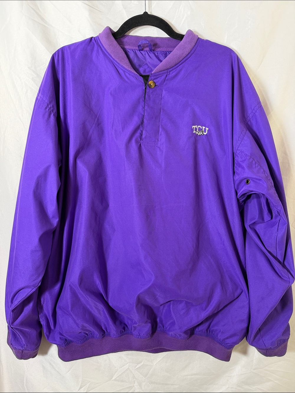 Vintage 90s TCU Horned Frogs Windbreaker Pullover Gameday Streetwear L MINT